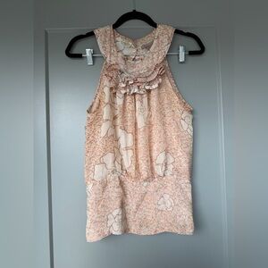Floral Sleeveless Blouse - Cream and Pink